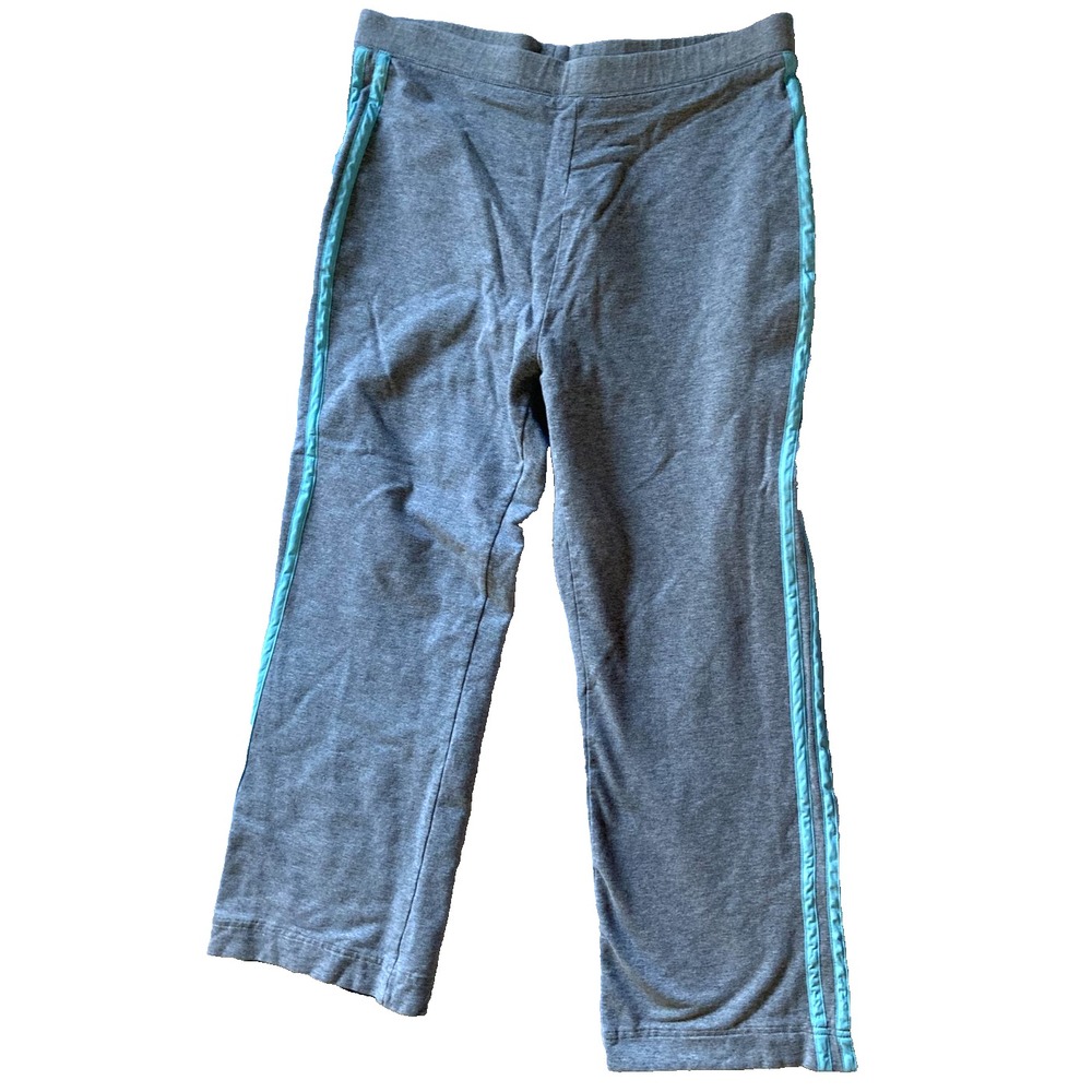 Mureli Active Pants Womens Large Gray Aqua Stripe Lounge Yoga Cotton Comfy